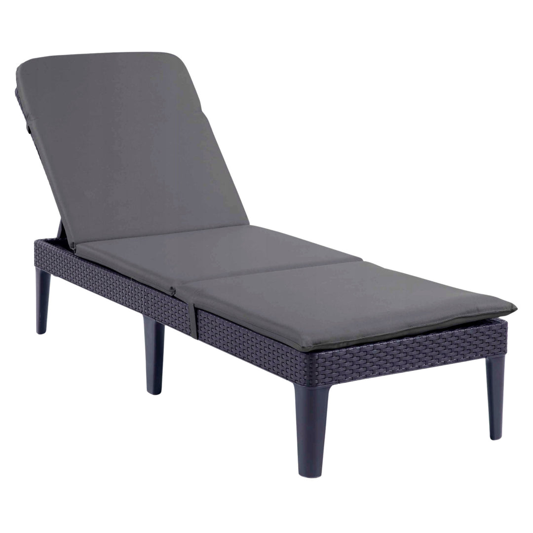 Регулируемо градинско шезлонго „Jaipur Sun Lounger“ в графитен цвят + възглавница за шезлонга „Jaipur“, цвят тъмносив, плат S-500, размер 190x60 см