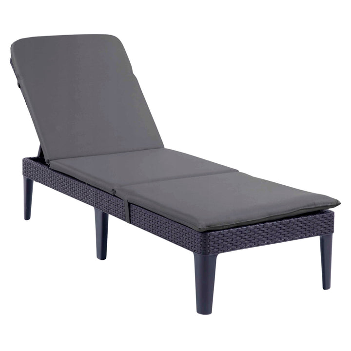 Регулируемо градинско шезлонго „Jaipur Sun Lounger“ в графитен цвят + възглавница за шезлонга „Jaipur“, цвят тъмносив, плат S-500, размер 190x60 см