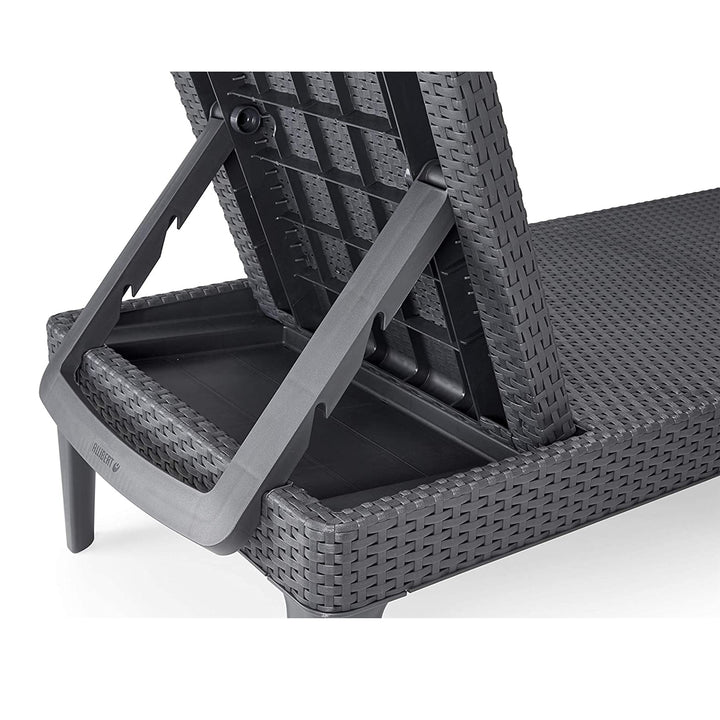Регулируем градински шезлонг Jaipur Sun Lounger в графитен цвят + възглавница за шезлонг Jaipur, цвят бежов, плат S-550 Melange, размер 190x60 см
