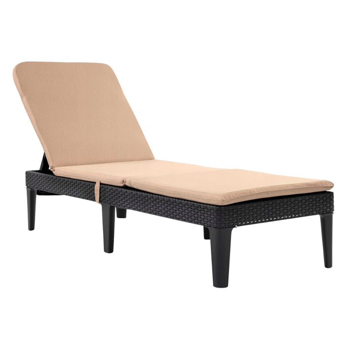 Регулируем градински шезлонг Jaipur Sun Lounger в графитен цвят + възглавница за шезлонг Jaipur, цвят бежов, плат S-550 Melange, размер 190x60 см