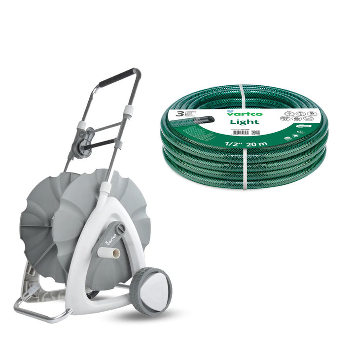 Количка за градински маркуч + градински маркуч Vartco Light 1/2" 20 м Agaplast
