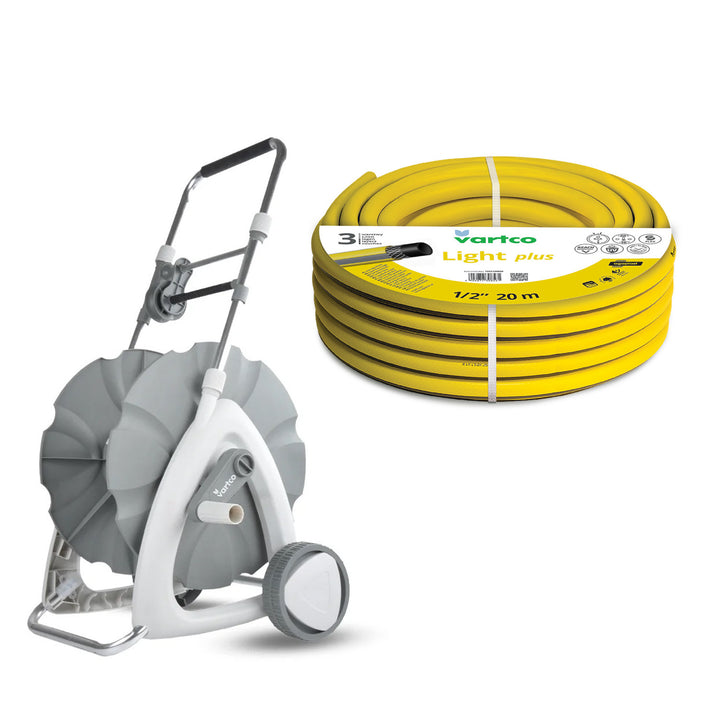 Количка за градински маркуч + градински маркуч Vartco Light Plus 1/2" 20 м Agaplast