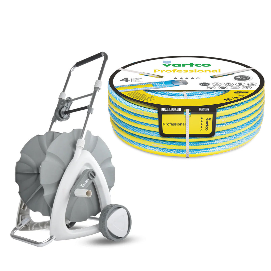 Количка за градински маркуч 1/2" 45 м + градински маркуч Vartco Professional 1/2" 30 м Agaplast
