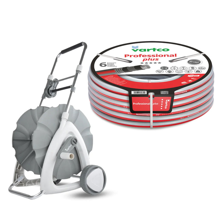 Количка за градински маркуч 1/2" 45 м + градински маркуч Vartco Professional Plus 1/2" 30 м Agaplast