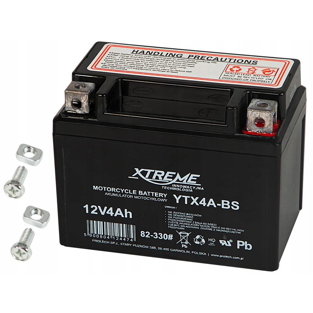 Безобслужващ гелов акумулатор за мотоциклет Xtreme, 12 V, 4 Ah, десен, 82-330#