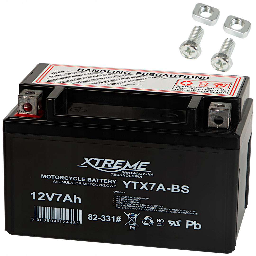 Безподдържащ се гелов акумулатор за мотоциклет Xtreme, 12 V, 7 Ah, ляв, 82-331