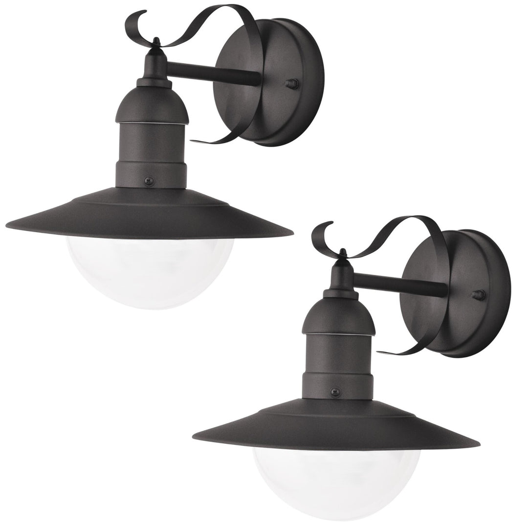 Градинска стенна лампа „Осло“ от Rabalux за фасада, черна, E27, макс. 60 W, IP43, 230 V, 2 броя