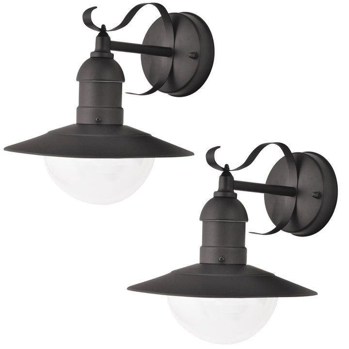 Градинска стенна лампа „Осло“ от Rabalux за фасада, черна, E27, макс. 60 W, IP43, 230 V, 2 броя