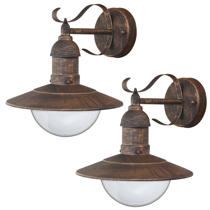 Външна лампа „Осло“ от Rabalux за фасада, златиста, E27, макс. 60 W, IP43, 230 V, 2 броя