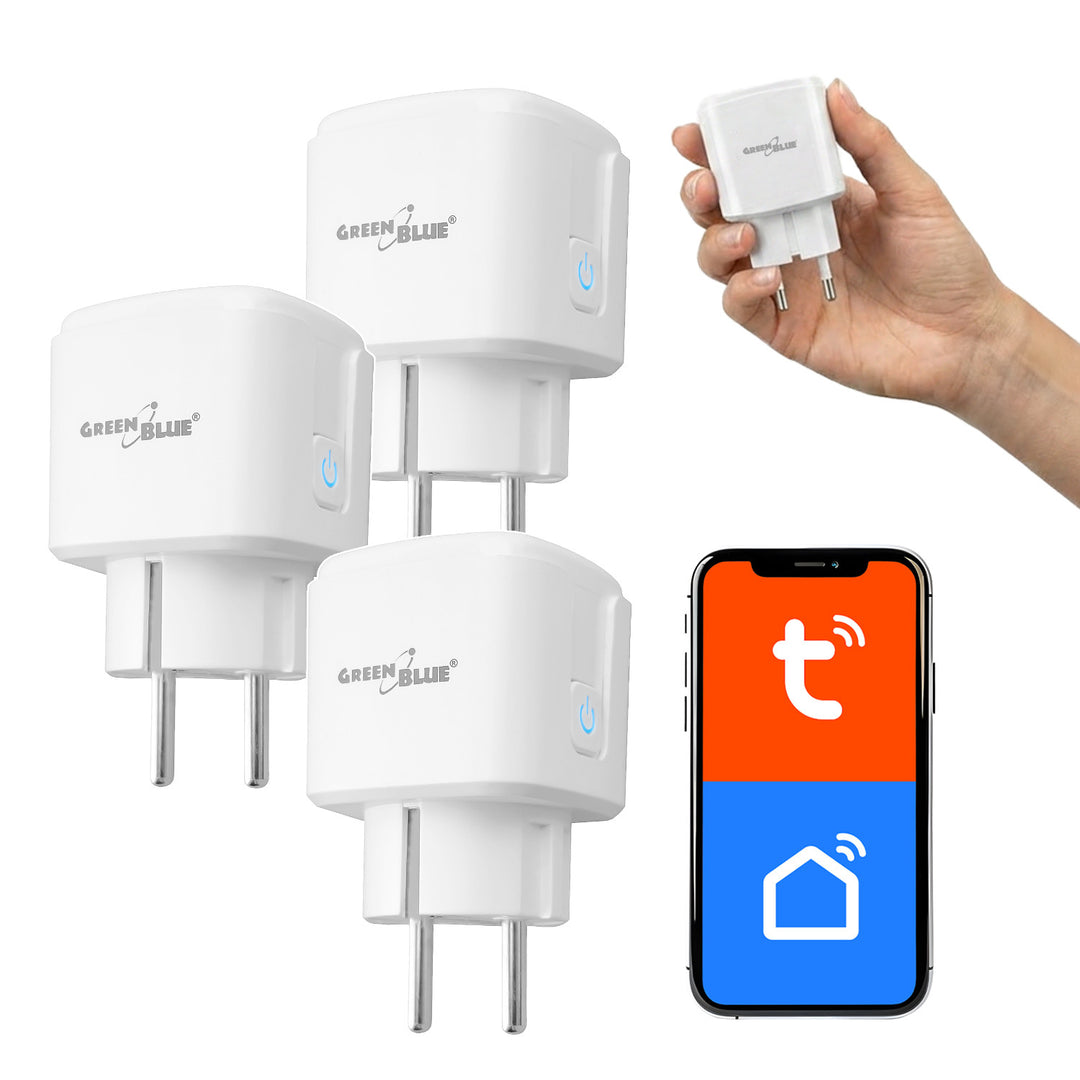 Дистанционно управляема WiFi контактна кутия GreenBlue, Android/iOS/Alexa/Google Home, таймер, ватомер, макс. 16A/3840W, GB735 W, 3 броя