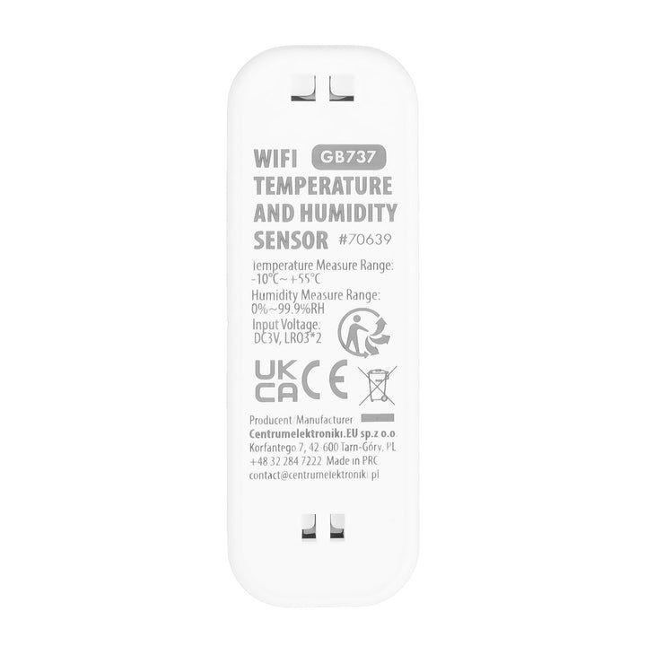 WiFi сензор за температура и влажност GreenBlue, Android/iOS/Alexa/Google Home, 3,0 V DC, LR03x2, GB737 + 2 бр. алкални батерии R-03 LR03 AAA Varta Industrial 4003