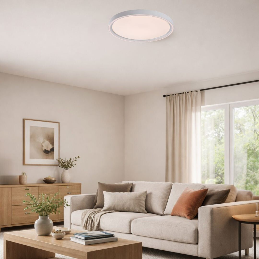 Таванна лампа Rabalux Zerina, 31 W, IP40, бяла, 3000–6500 K, функция за запаметяване, с дистанционно управление, функция за таймер, ефект на нощна лампа, 75086