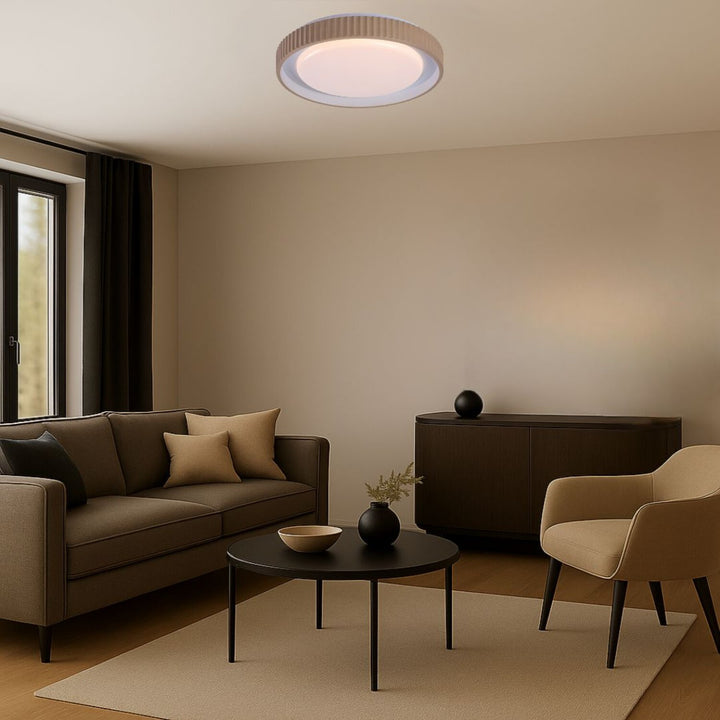 Лампа Pastello LED 48 W IP20, сиво-бежова, 3000–6500 K, функция за запаметяване с дистанционно управление, функция за таймер, ефект на нощна лампа, 71345