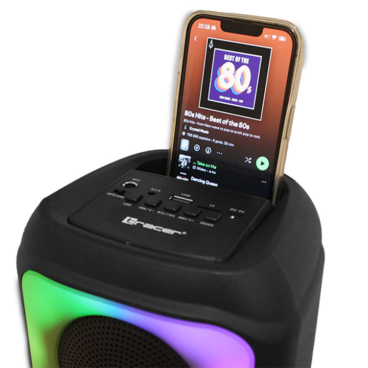 Безжичен високоговорител Tracer, Bluetooth 5.0, RMS мощност 20 W, режим „караоке“, микрофон, Powervox P2 TWS