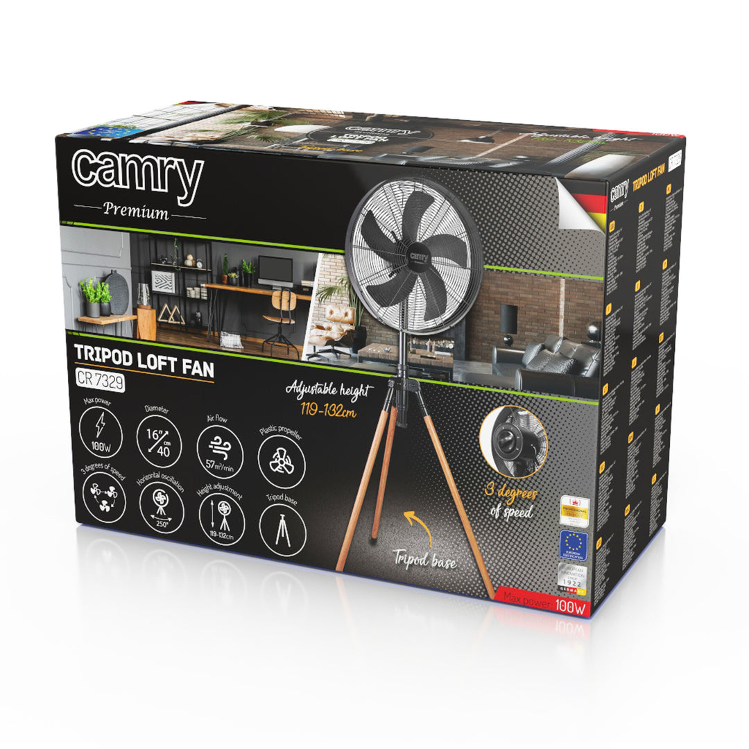 Вентилатор на стойка Loft 40 см / 16”, височина 119–132 см, CR 7329, Camry