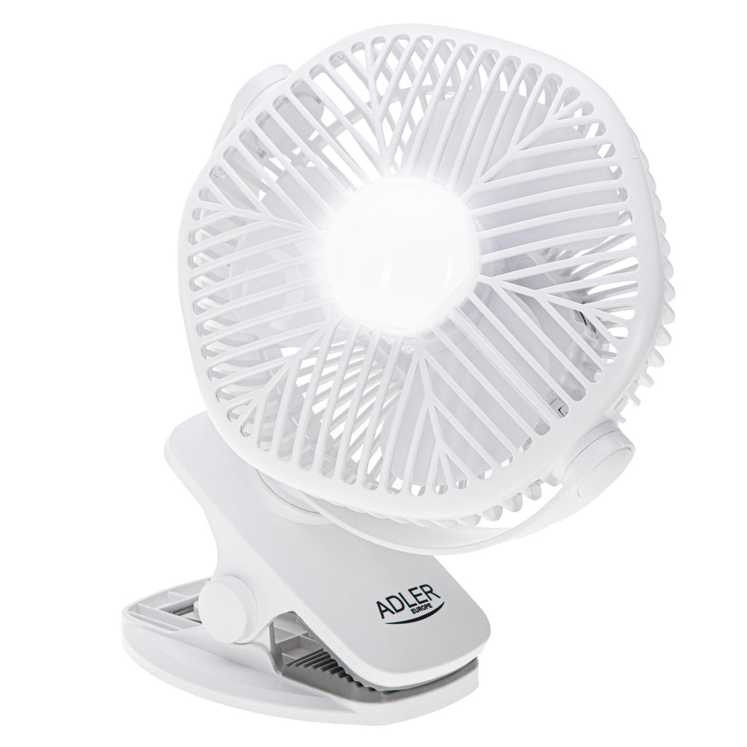 Акумулаторен вентилатор 5"/12,7 см с клипс – USB / LED, AD 7335, Adler