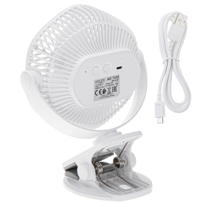 Акумулаторен вентилатор 5"/12,7 см с клипс – USB / LED, AD 7335, Adler