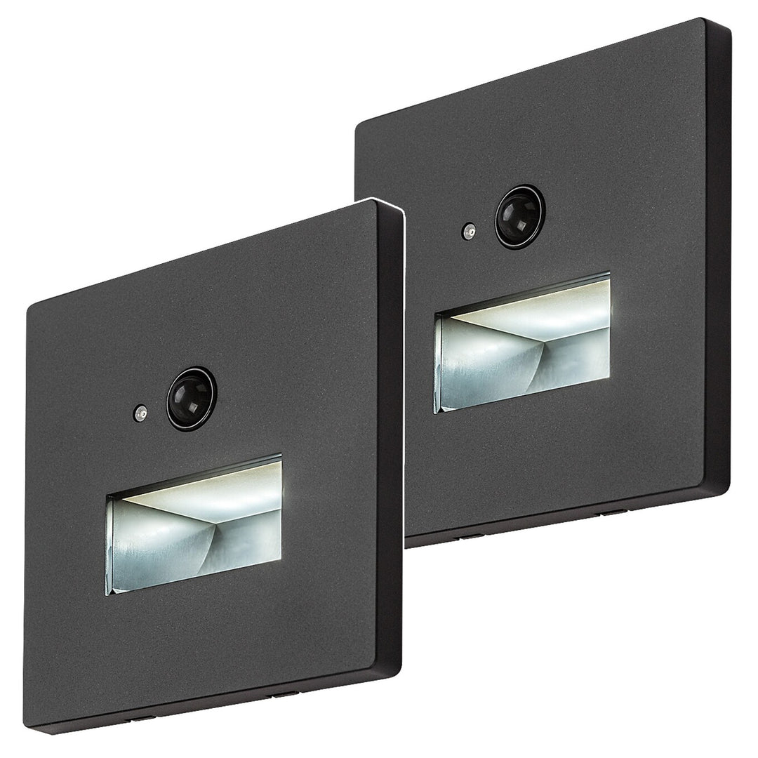 Лампа Lunca LED 1 W IP20, черна, 3000, 4500, 6500 K, датчик за движение, датчик за осветеност, 77197, 2 броя