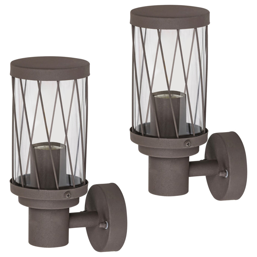 Външна стенна лампа Rabalux Budapest, IP44, цвят кафяв, цокъл E27, макс. 40 W, 8888, 2 броя