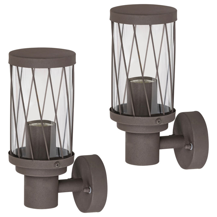 Външна стенна лампа Rabalux Budapest, IP44, цвят кафяв, цокъл E27, макс. 40 W, 8888, 2 броя