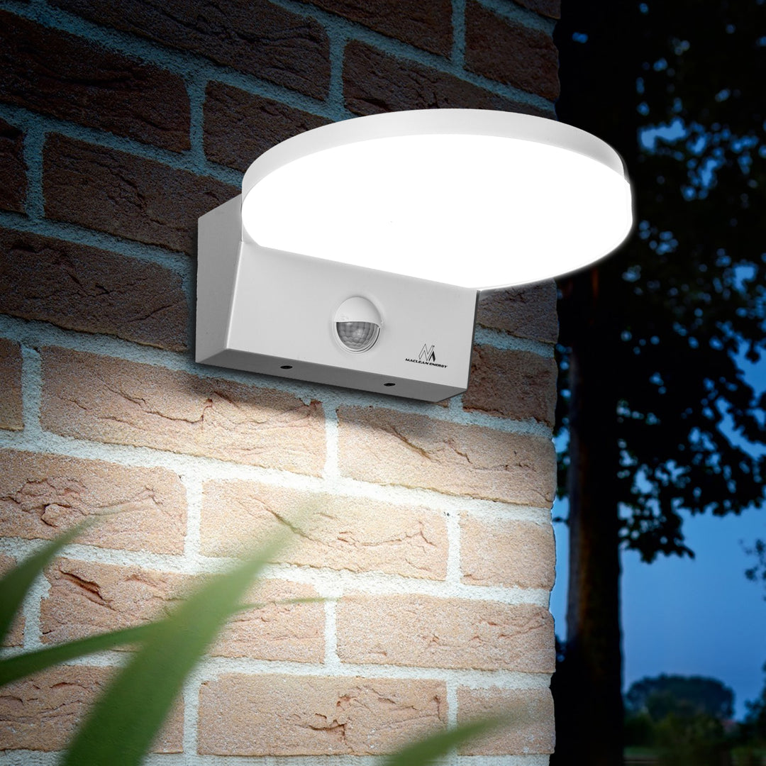 LED лампа с датчик за движение Maclean, PIR датчик за движение, цвят бял, 15 W, IP65, 1560 lm, неутрално бяла светлина (4000 K) MCE344 W, 2 броя