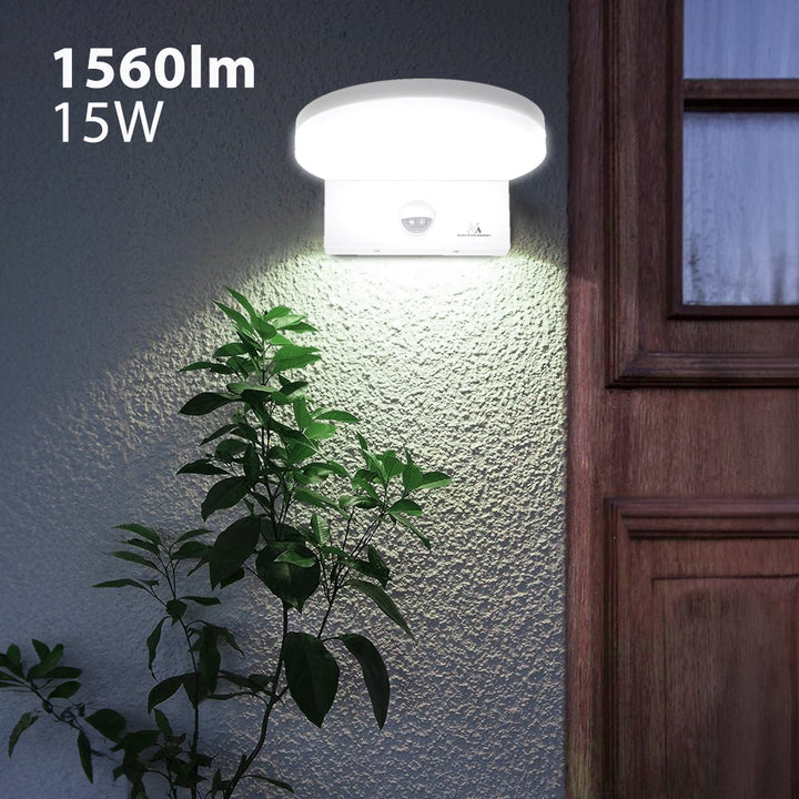 LED лампа с датчик за движение Maclean, PIR датчик за движение, цвят бял, 15 W, IP65, 1560 lm, неутрално бяла светлина (4000 K) MCE344 W, 2 броя
