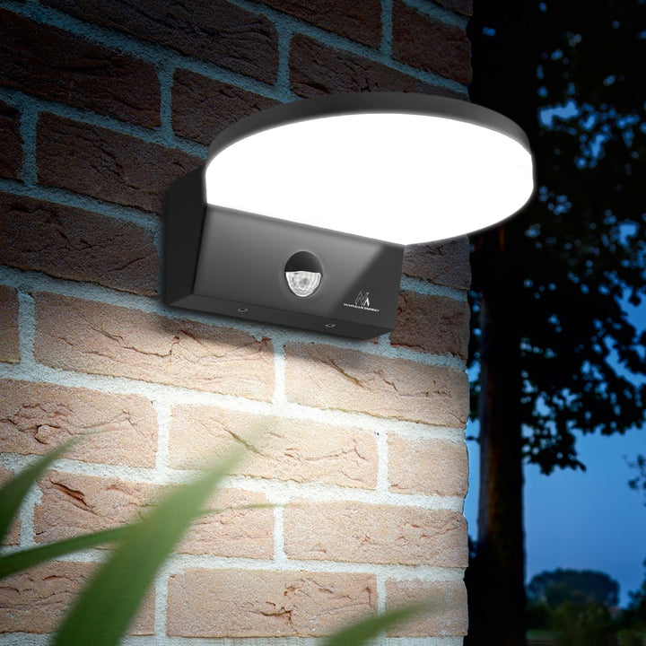 LED лампа с датчик за движение Maclean, PIR датчик за движение, цвят: черен, 15 W, IP65, 1560 lm, неутрално бял цвят (4000 K) MCE344 B, 2 броя