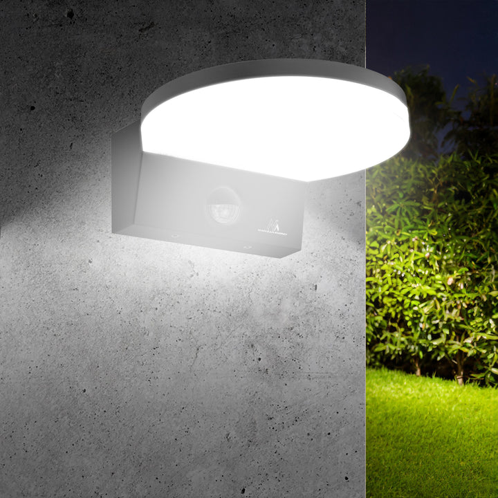 LED лампа с датчик за движение Maclean, PIR датчик за движение, цвят: черен, 15 W, IP65, 1560 lm, неутрално бял цвят (4000 K) MCE344 B, 2 броя