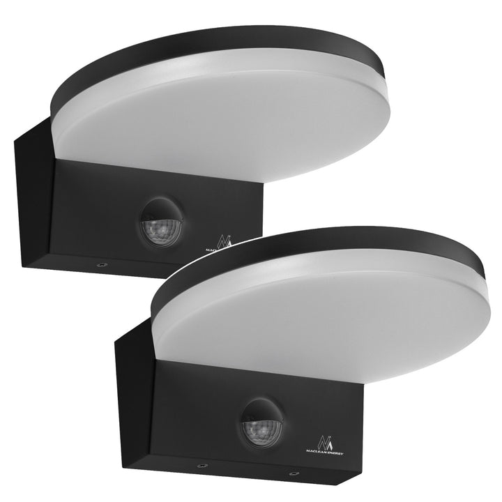 LED лампа с датчик за движение Maclean, PIR датчик за движение, цвят: черен, 15 W, IP65, 1560 lm, неутрално бял цвят (4000 K) MCE344 B, 2 броя