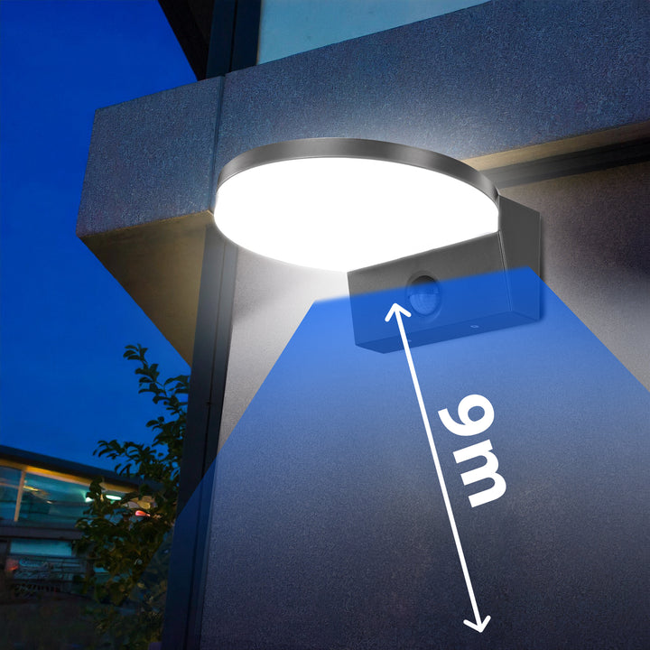 LED лампа с датчик за движение Maclean, PIR датчик за движение, цвят сив, 15 W, IP65, 1560 lm, неутрално бяла светлина (4000 K) MCE344 GR, 2 броя