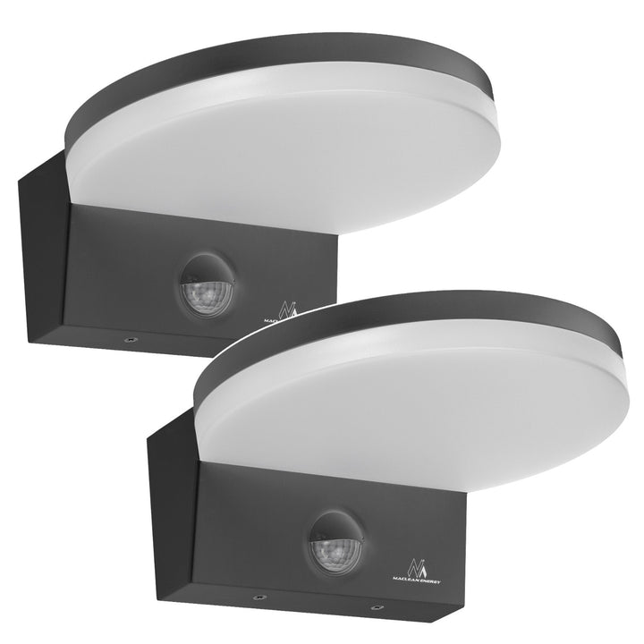 LED лампа с датчик за движение Maclean, PIR датчик за движение, цвят сив, 15 W, IP65, 1560 lm, неутрално бяла светлина (4000 K) MCE344 GR, 2 броя