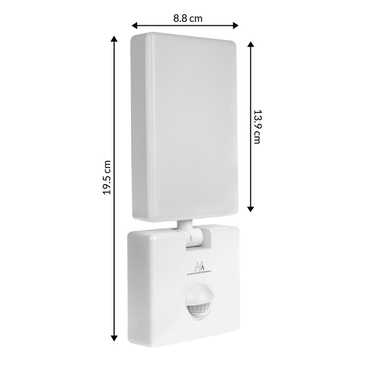 LED лампа с датчик за движение Maclean, PIR датчик за движение, цвят бял, 10 W, IP65, 800 lm, неутрално бяла светлина (4000 K) MCE516 W, 2 броя