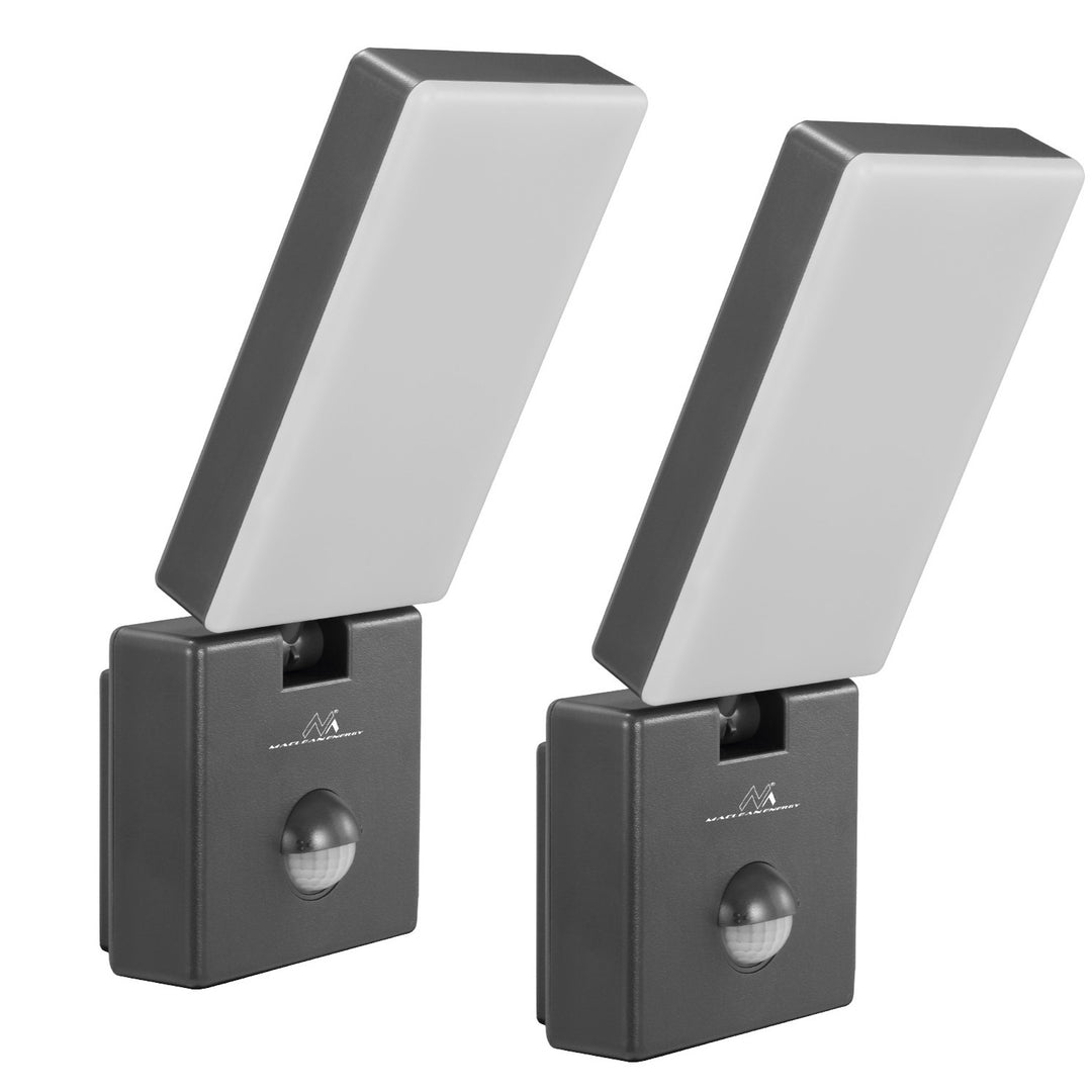 LED лампа с датчик за движение Maclean, PIR датчик за движение, цвят сив, 10 W, IP65, 800 lm, неутрално бял цвят (4000 K) MCE516 GR, 2 броя