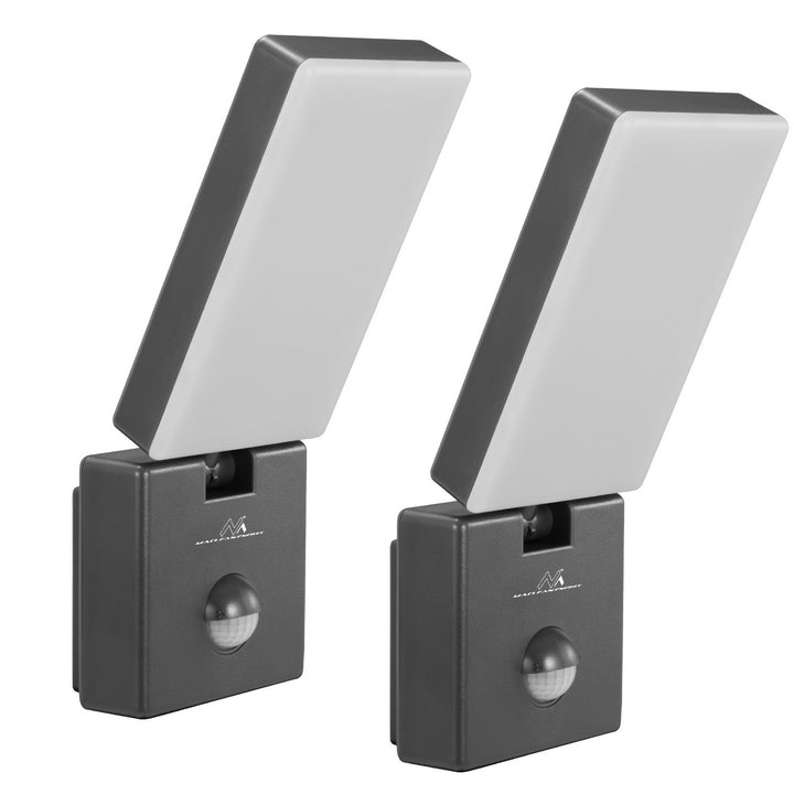 LED лампа с датчик за движение Maclean, PIR датчик за движение, цвят сив, 10 W, IP65, 800 lm, неутрално бял цвят (4000 K) MCE516 GR, 2 броя