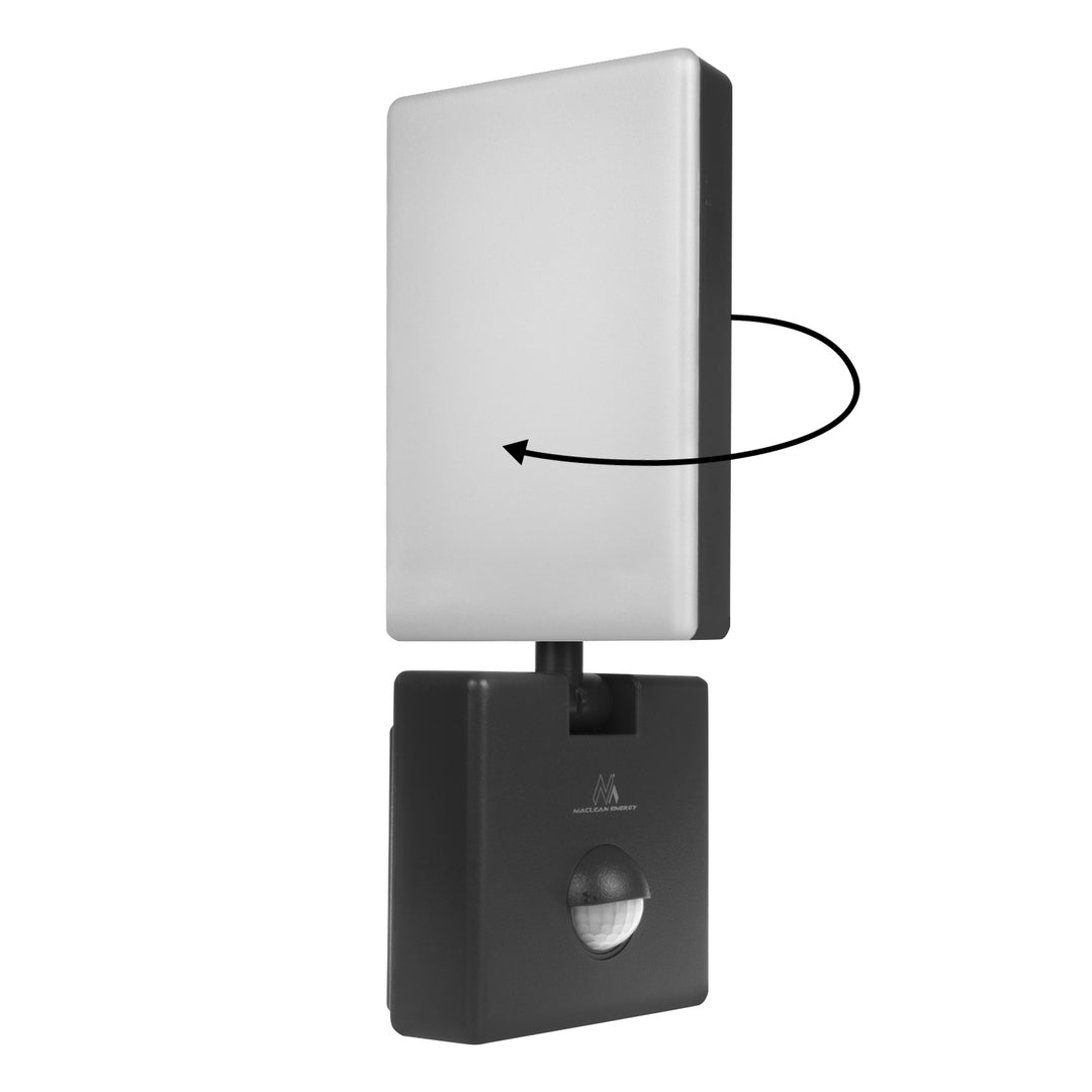 LED лампа с датчик за движение Maclean, PIR датчик за движение, черен цвят, 10 W, IP65, 800 lm, неутрално бял цвят (4000 K) MCE516 B, 2 броя