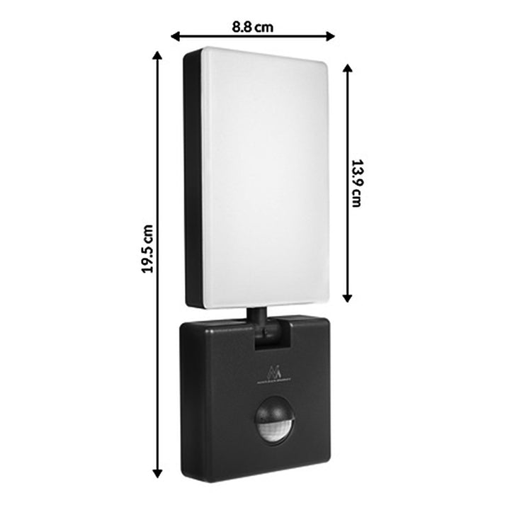 LED лампа с датчик за движение Maclean, PIR датчик за движение, черен цвят, 10 W, IP65, 800 lm, неутрално бял цвят (4000 K) MCE516 B, 2 броя