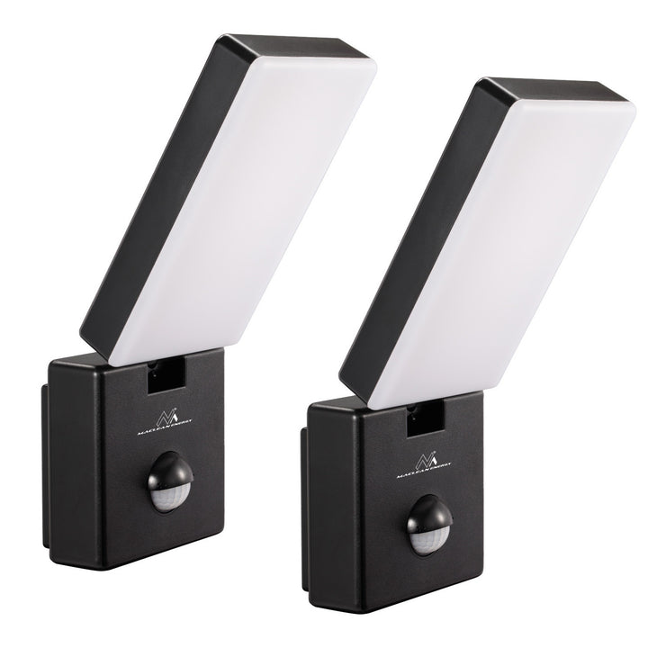 LED лампа с датчик за движение Maclean, PIR датчик за движение, черен цвят, 10 W, IP65, 800 lm, неутрално бял цвят (4000 K) MCE516 B, 2 броя