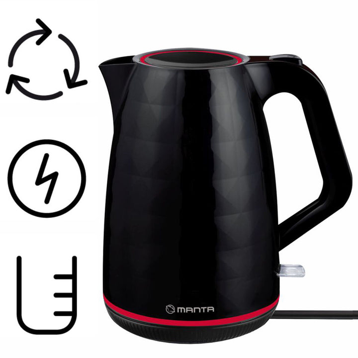Безжична електрическа кана Manta ORISA 1,7 л, 2200 W, черна