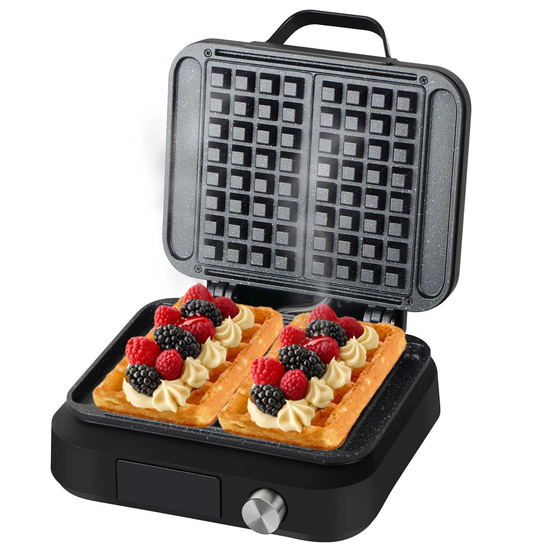 Машина за вафли LOVIO PerfectCrisp, 2 големи вафли, 1500 W, 6 степени на изпичане, LVWF002BK