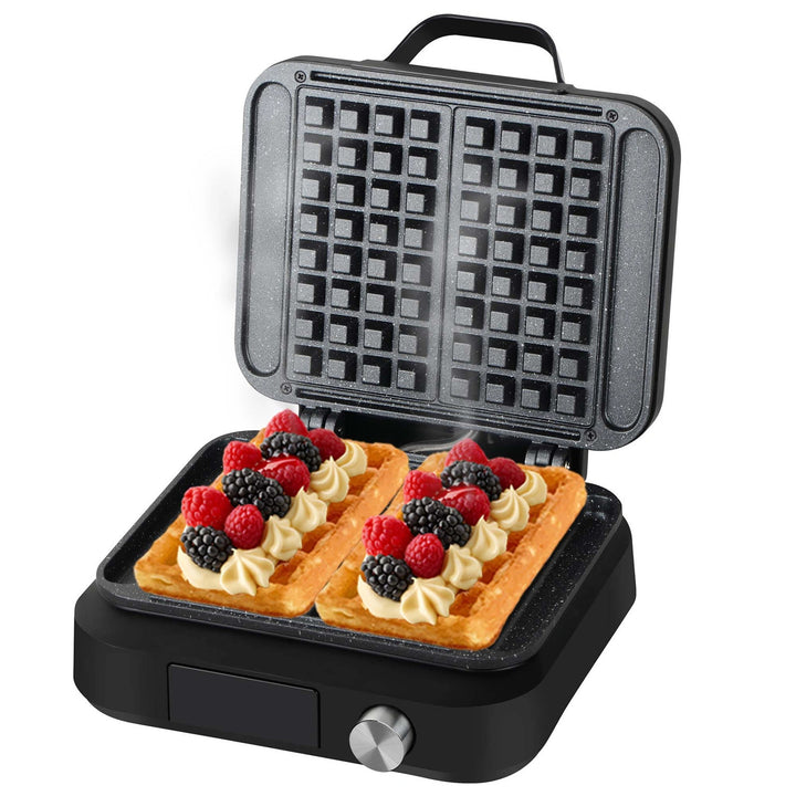 Машина за вафли LOVIO PerfectCrisp, 2 големи вафли, 1500 W, 6 степени на изпичане, LVWF002BK