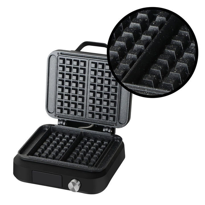 Машина за вафли LOVIO PerfectCrisp, 2 големи вафли, 1500 W, 6 степени на изпичане, LVWF002BK