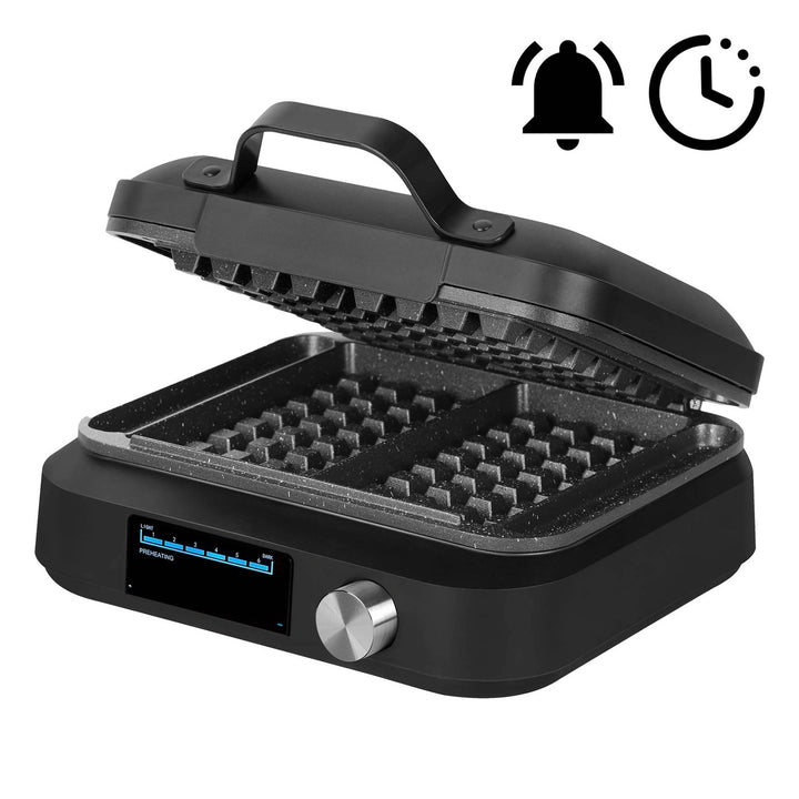 Машина за вафли LOVIO PerfectCrisp, 2 големи вафли, 1500 W, 6 степени на изпичане, LVWF002BK