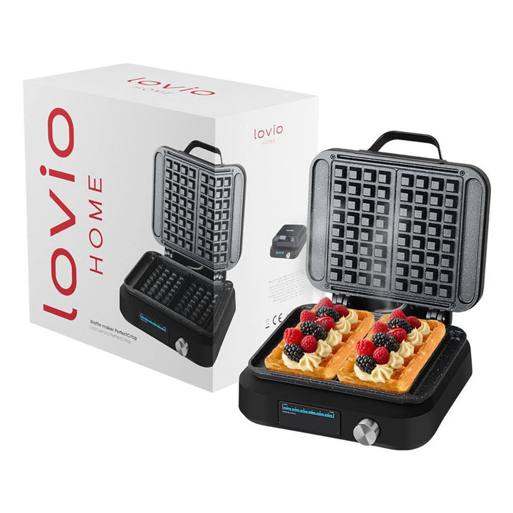 Машина за вафли LOVIO PerfectCrisp, 2 големи вафли, 1500 W, 6 степени на изпичане, LVWF002BK