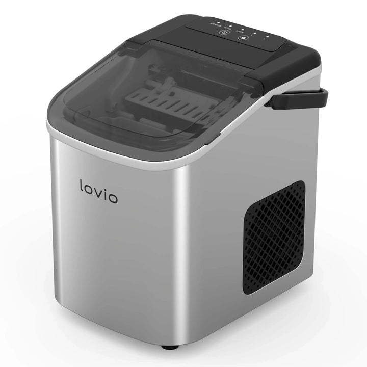 Домашен ледогенератор Lovio Crystal Ice, стоманен, сребрист, за бързо приготвяне на лед