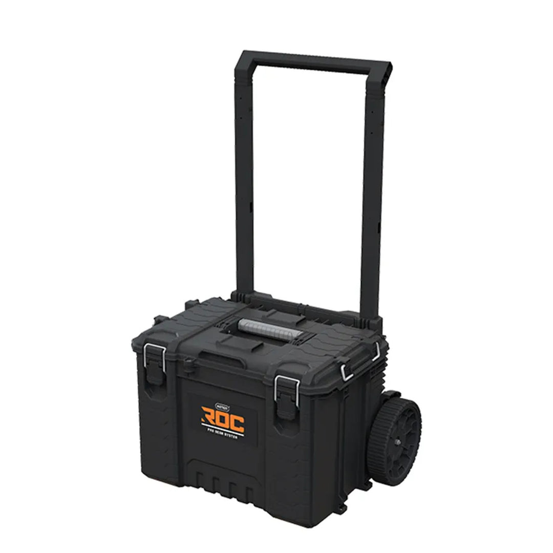 Комплект от 3 кутии за инструменти Keter ROC Pro Gear 2.0, общ обем 110 л, степен на защита IP65, сгъваема телескопична дръжка, възможност за заключване с катинар, 256982