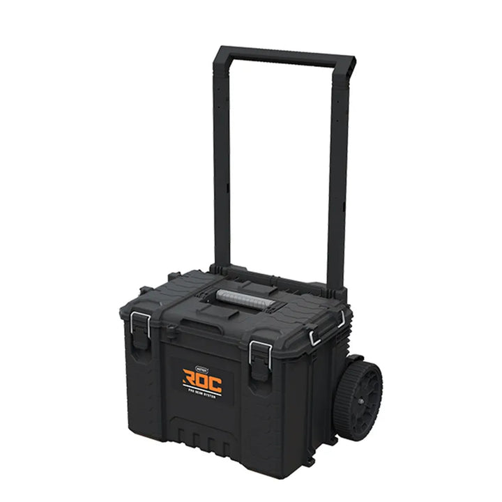 Комплект от 3 кутии за инструменти Keter ROC Pro Gear 2.0, общ обем 110 л, степен на защита IP65, сгъваема телескопична дръжка, възможност за заключване с катинар, 256982