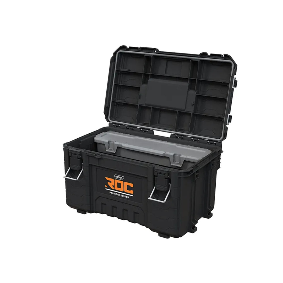 Комплект от 3 кутии за инструменти Keter ROC Pro Gear 2.0, общ обем 110 л, степен на защита IP65, сгъваема телескопична дръжка, възможност за заключване с катинар, 256982