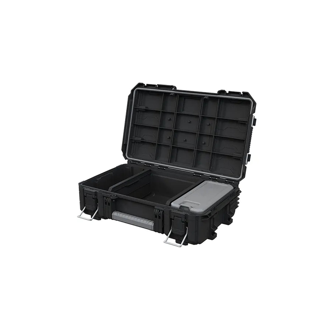 Комплект от 3 кутии за инструменти Keter ROC Pro Gear 2.0, общ обем 110 л, степен на защита IP65, сгъваема телескопична дръжка, възможност за заключване с катинар, 256982