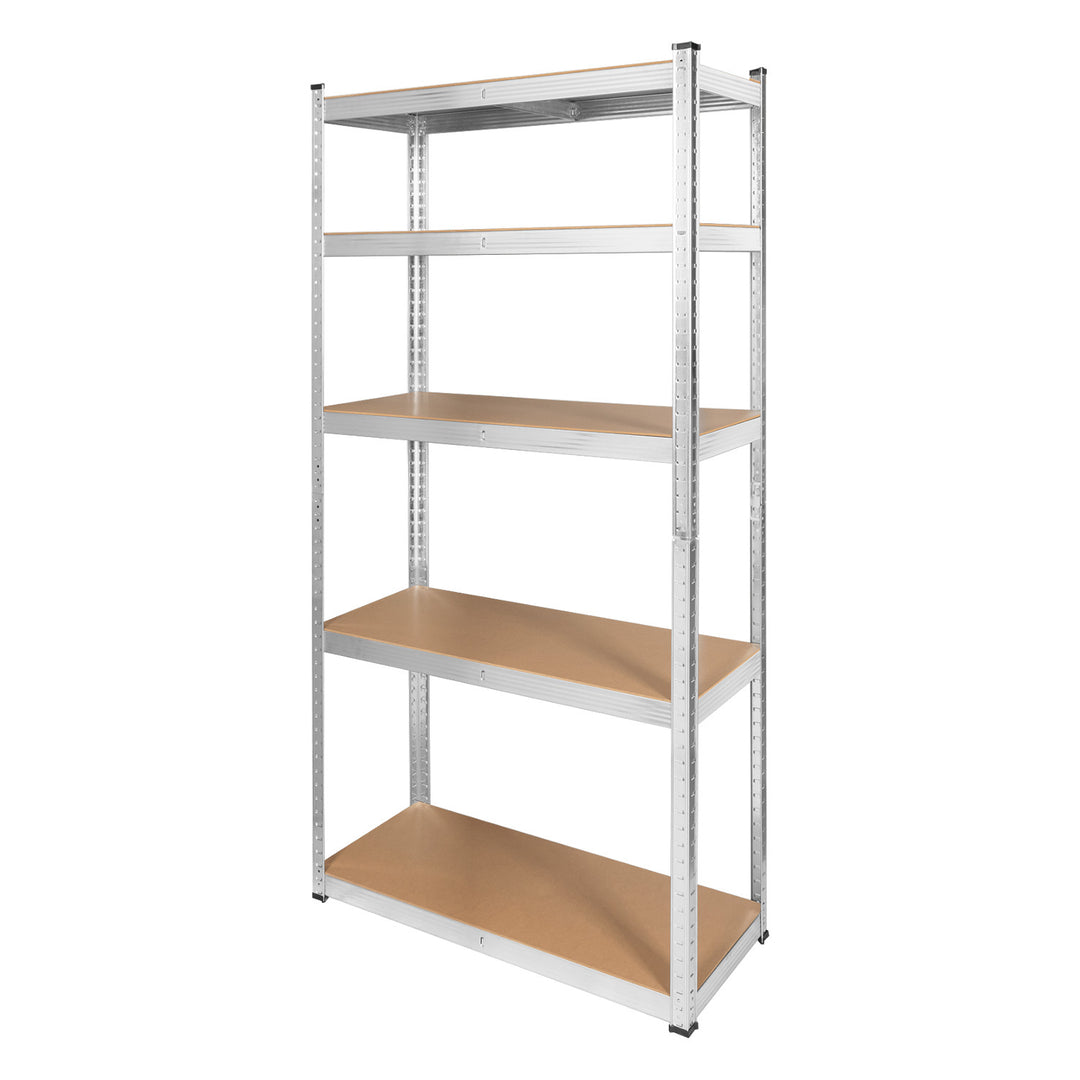 Метален стелаж за склад, 5 рафта, максимално натоварване до 750 кг, 180x90x40, сребрист, Rebel