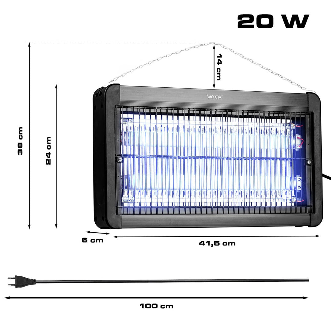 Лампа за унищожаване на комари, мухи и молец, електрическа капан, UV, 20 W, Vayox